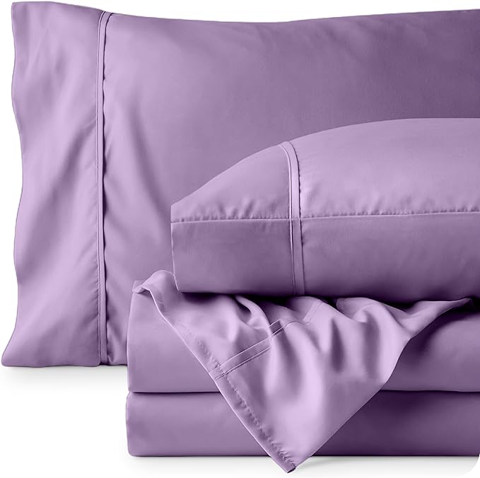 Bare Home Queen Sheet Set - Luxury 1800 Ultra-Soft Microfiber - Double Brushed - Deep Pockets - Easy Fit - 4 Piece Set - Bedding Sheets & Pillowcases (Queen, Lavender)