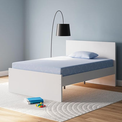 Signature Design by Ashley Twin Size iKidz 7 Inch Firm Gel Memory Foam Mattress with Stretch Knit Cover & Pillow Included, Blue Ocean, Fiberglass Free, Mattress in A Box