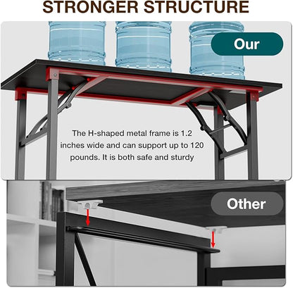 TEMI Small Computer Desk Folding Table - No Assembly, Compact 44.3" Foldable Desk with Power Outlets & USB Charging Port, Portable Small Office Desk, Ideal Mini Study Table, Dark Oak