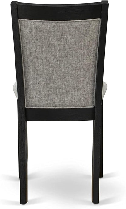 East West Furniture X627MZ606-6 6 Piece Dining Table Set Contains a Rectangle Dining Room Table with X-Legs and 4 Shitake Linen Fabric Parson Chairs with a Bench, 40x72 Inch, Multi-Color