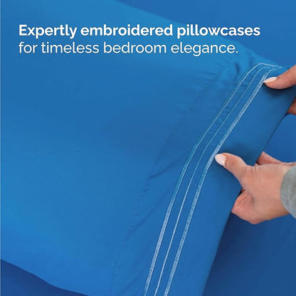Twin Size 3 Piece Sheet Set - Comfy Breathable & Cooling Bed Sheets Set - Hotel Luxury Bedding for Women, Men, Kids, Teens, Boys & Girls - Deep Pockets, Soft and Wrinkle Free - Oeko-Tex - Royal Blue