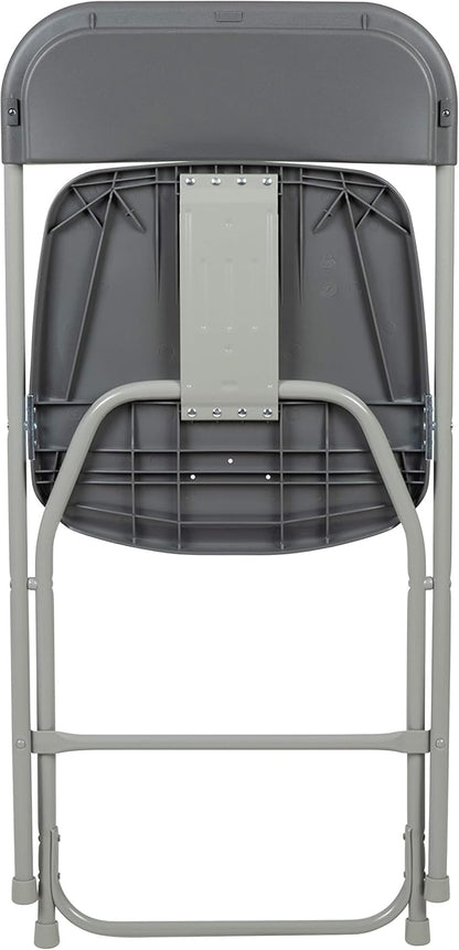 Flash Furniture Hercules Series Plastic Folding Chair - Grey - 650LB Weight Capacity Comfortable Event Chair - Lightweight Folding Chair