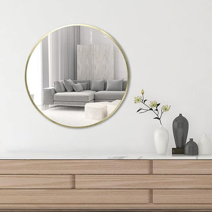FrameWorks 20" Deluxe Contemporary Brass Gold Circular Aluminum Mirror