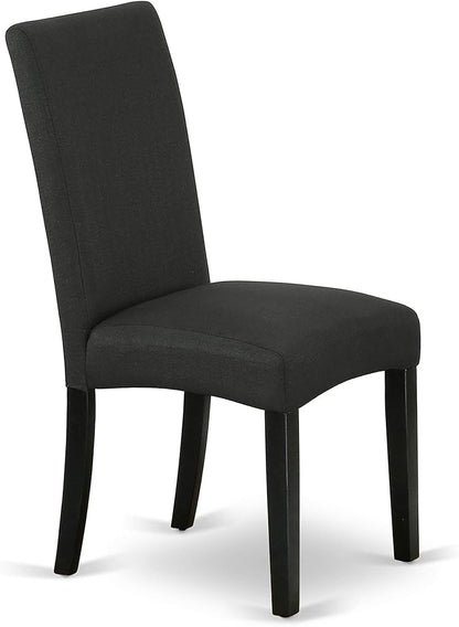 East West Furniture X697DR124-9 9 Piece Modern Dining Table Set Includes a Rectangle Wooden Table with X-Legs and 8 Black Color Linen Fabric Upholstered Chairs, 40x72 Inch, Multi-Color