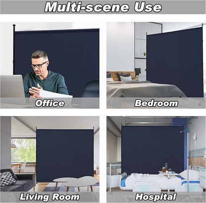 6FT Single Panel Room Divider with Wheels,Rolling Fabric Room Dividers for Partition Privacy Screens,Freestanding Wall Divider for Home Office,Restaurant,Hospital(Blue)