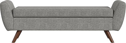 HomePop Modern Storage Bench with Wood Legs Home Décor|Bench with Storage for Living Room & Bedroom - Gray Woven