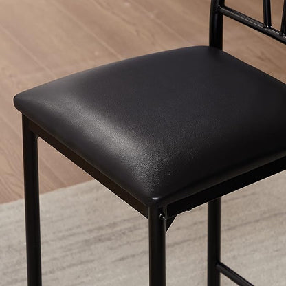 VECELO Small Bar Table and Chairs Tall Kitchen Breakfast Nook with Stools/Dining Set for 2, Storage Shelves, Space-Saving, Black