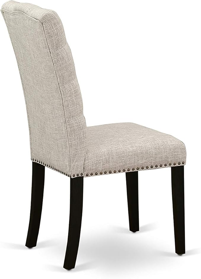 East West Furniture X677EL635-5 5 Piece Kitchen Table & Chairs Set Includes a Rectangle Dining Room Table with X-Legs and 4 Doeskin Linen Fabric Parsons Chairs, 40x72 Inch, Multi-Color