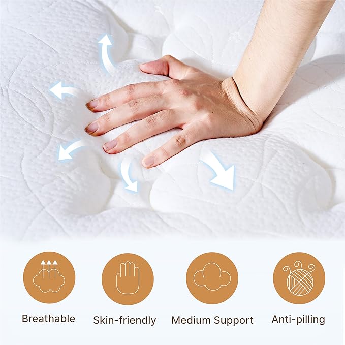Queen Size Mattress, 10 Inch Medium Firm Foam Hybrid Mattress with Individual Pocket Springs for Motion Isolation & Edge Support, Mattress in A Box CertiPUR-US Certified