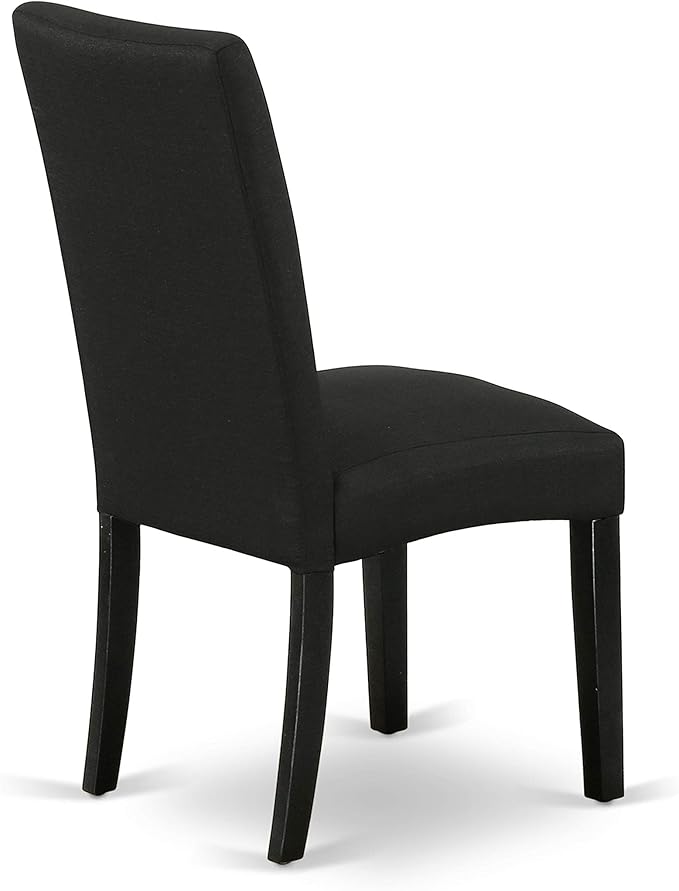 East West Furniture X697DR124-7 7 Piece Dinette Set Consist of a Rectangle Dining Room Table with X-Legs and 6 Black Color Linen Fabric Upholstered Parson Chairs, 40x72 Inch, Multi-Color