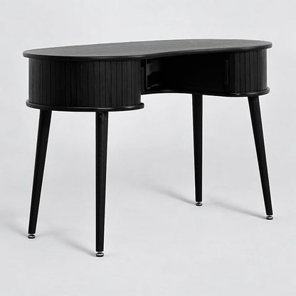 NTC Ripple Desk, Modern Wooden Writing Desk with Two Hidden Drawers, Stylish Vertical Groove Design, Home Office Workstation, Minimalist Study Table, Easy Assembly - Burnt Black