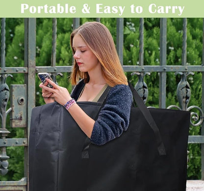 4/6/ 8 Foot Folding Table Storage Bag, Waterproof Heavy Duty Large Carrying Bag for Folding Tables, Picnic/Camp Tables Cover with Durable Zipper & Shoulder Strap, 31" D X 37" W X4.5 H, Black