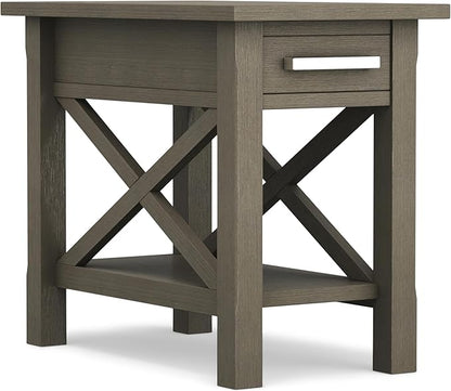 SIMPLIHOME Kitchener SOLID WOOD 14 inch Wide Rectangle Contemporary Narrow Side Table in Farmhouse Grey for the Living Room and Bedroom