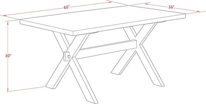 East West Furniture X626DR124-7 7 Piece Kitchen Table Set Consist of a Rectangle Dining Table with X-Legs and 6 Black Color Linen Fabric Parson Dining Chairs, 36x60 Inch, Multi-Color