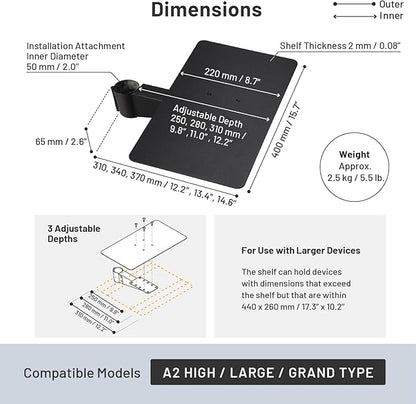 WALL Seven Stand A2 Grand | Rolling TV Stand for 45–80" w/ 15.75" AV Shelf | Satin White | Portable TV Stand with Shelf | Height Adjustable, Space Saving, for Living Room, Bedroom and Office