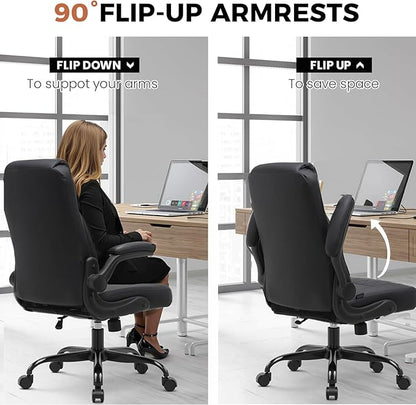 COMHOMA Leather Office Chair Ergonomic Computer Gaming Chair with Comfy Back Support, Executive Mid-Back,Small Gmaing Chair with Adjustable Armrests, for Short People Use, Rolling Swivel for Adults