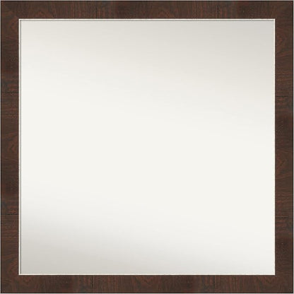 Amanti Art Brown Bathroom Mirror for Over Sink, 29x29 Wildwood Brown Narrow Square Vanity Mirror, Large Country Rustic Frame, Hangs Horizonally and Vertically, Bathroom Wall Decor, Non-Beveled Edge