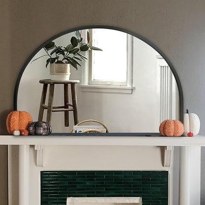 WAMIRRO Big Black Arched Mirror,48"X36"Large Farmhouse Bathroom Mantel Oversized Black Horizontal Wide Mirrors for Entryway/Living Room/Fireplace