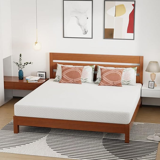 FDW | 8 Inch King Mattress | Medium Firm | Gel Memory Foam Mattress | White | Bed in a Box, CertiPUR-US Certified | Pressure Relief, Cooling Ventilated Foam | Washable Removable Cover