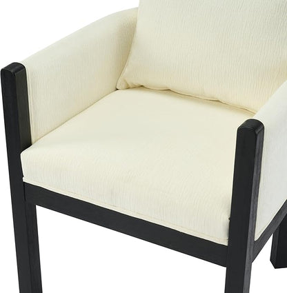 Christopher Knight Home Lucid Linen Upholstered Dining Chairs Set of 2, Rubber Wood Dining Room Chairs, Modern Armchair, Extra Seating for Dining Room, Versatile Indoor Furniture, White + Black