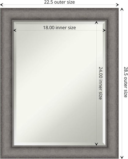 Amanti Art Grey Wall Mirror 29x23 Burnished Concrete Rectangle Bathroom Mirror for Wall Decor Living Room, Medium Modern Contemporary Wood Frame, Hangs Horizonally and Vertically, Bathroom Decor