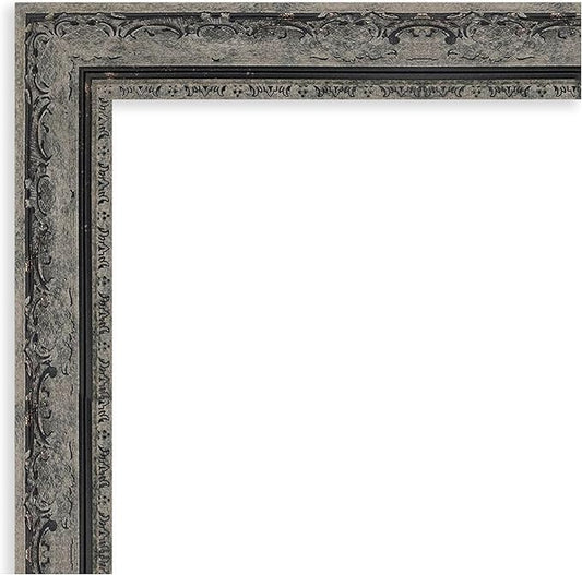 Amanti Art Bathroom Mirror for Over Sink, 25x21 Filigree Matte Black Rectangle Vanity Mirror, Small Traditional Frame, Hangs Horizonally and Vertically, Bathroom Wall Decor, Beveled Edge