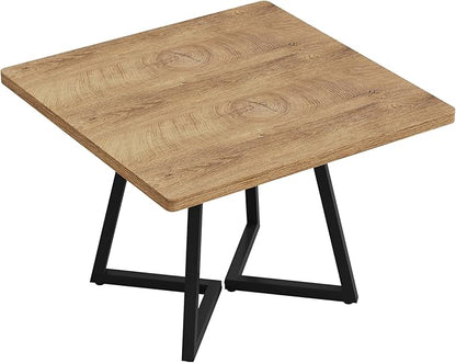 Tribesigns Square Dining Table for 2, 31.5" Modern Dinner Table with Metal Base, Kitchen Table for Dining Room, Small Space, Apartment,Natural & Black