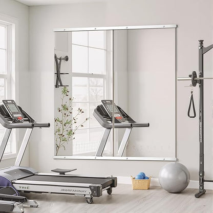 Home Gym Mirror for Wall, Mirror Full Length,56x28x2PCS,Glass Frameless Body Large Mirror for Home Gym, Workout,Bedroom, Garage(Silver)
