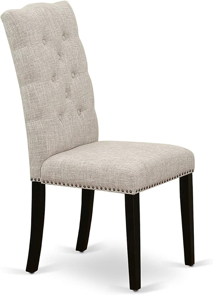 East West Furniture X697EL635-6 6 Piece Dining Table Set Contains a Rectangle Dining Room Table with X-Legs and 4 Doeskin Linen Fabric Parson Chairs with a Bench, 40x72 Inch, Multi-Color