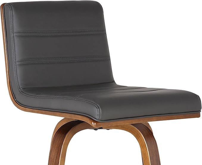 Armen Living Vienna 26" Swivel Counter Stool in Walnut Wood Finish with Gray Faux Leather - Set of 4
