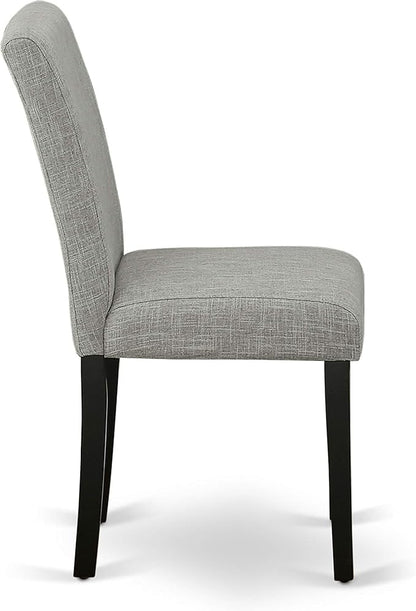East West Furniture DUAB7-BLK-06 7 Piece Dining Room Table Set Consist of a Rectangle Kitchen Table and 6 Shitake Linen Fabric Parson Dining Chairs, 36x60 Inch, Black