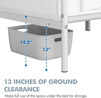 Yaheetech Metal Full Size Bed Frame, Platform Bed Frame, Mattress Foundation with Curved Design Headboard & Footboard, NO Box Spring Needed, Heavy-Duty Support, Easy Assembly, Full, White