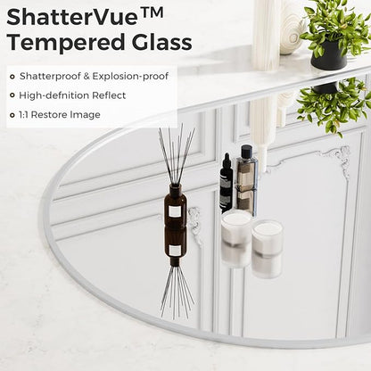 Koonmi 30"x71" Arched Full Length Mirror, Silver Large Floor Mirror with Aluminum Alloy Frame, Standing Hanging or Leaning Wall-Mounted Full Body Mirror for Living Room and Bedroom