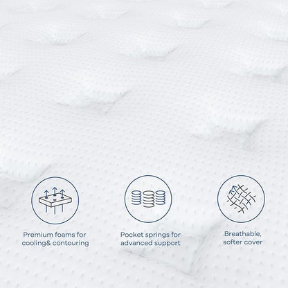 Coolvie 12 Inch Hybrid Twin XL Mattress -Firm Feel -Support Foam with Strong Pocket Springs - Extra Lumbar&Shoulder Support for Back&Stomach Sleepers, CertiPUR-US® Certified Foam,XL Long Size