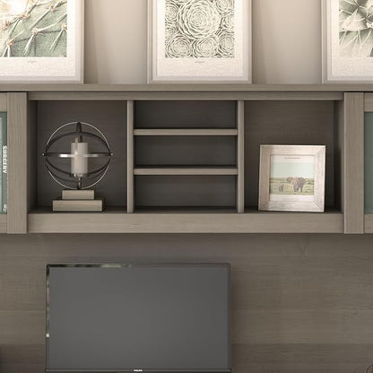 Bush Furniture Somerset 3 Position Sit to Stand L Shaped Desk with Hutch in Ash Gray Ergonomic Height Adjustable Standing Computer/Laptop Table for Home Office