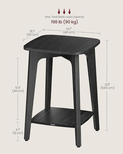 VASAGLE Side Table, Small Square End Table with Lower Shelf, Nightstand for Small Spaces, Living Room, Bedroom, Charcoal Gray ULET236B01