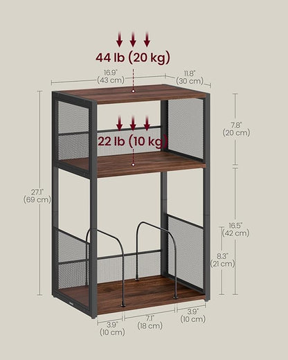 VASAGLE Record Player Stand, 3-Tier Side Table, Vinyl Record Storage up to 100 Albums, End Table for Living Room, Bedroom, Natural Walnut ULET275K02