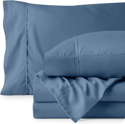 Bare Home King Sheet Set - Luxury 1800 Ultra-Soft Microfiber King Bed Sheets - Double Brushed - Deep Pockets - Easy Fit - 4 Piece Set - Bedding Sheets & Pillowcases (King, Coronet Blue)