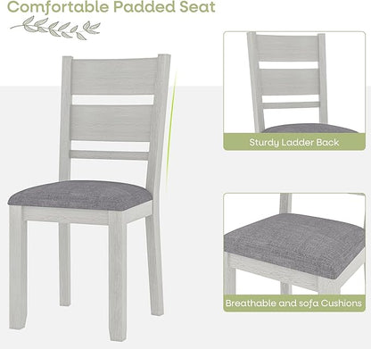 Dining Chairs Set of 6, Solid Wood Farmhouse Chairs with High Cross Back and Upholstered Seat, Easy Assembly for Indoor Home, Dinner, Kitchen, Grey
