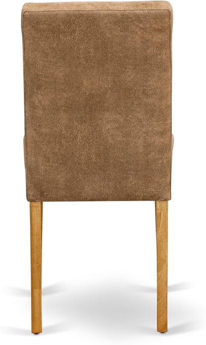 East West Furniture VAAS5-OAK-28 5 Piece Mid Century Modern Dining Set Consists A Dinner Table and 4 Brown Textured Polyester Fabric Upholstered Chairs, Oak