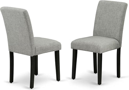 East West Furniture DUAB7-BLK-06 7 Piece Dining Room Table Set Consist of a Rectangle Kitchen Table and 6 Shitake Linen Fabric Parson Dining Chairs, 36x60 Inch, Black