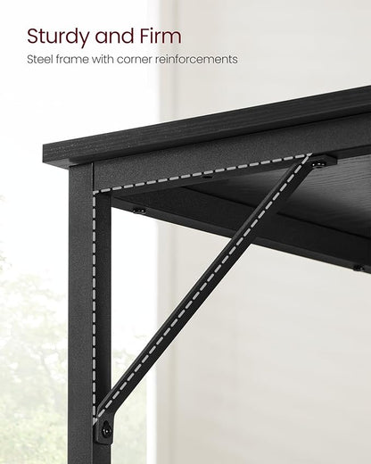 VASAGLE Computer Desk, Gaming Desk, Home Office Desk, for Small Spaces, 19.7 x 39.4 x 29.9 Inches, Industrial Style, Metal Frame, Black with Wood Grain ULWD041B56