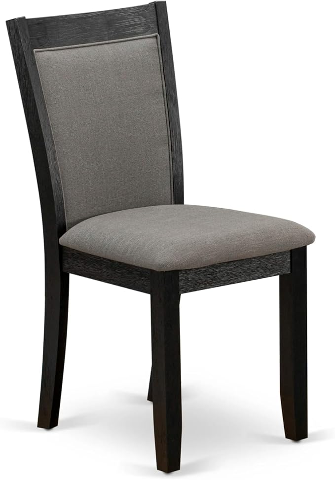 X07MZ-BC6-50 - 10-Pc Dining Table Set a Kitchen Table with a coffee Table and a wooden Bench & 7 Dark Gotham Grey Fabric Dining Chair, 39x120 Inch, Wire Brushed Black
