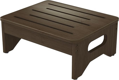 Wooden Step Stool for Adults & Kids, Non-Slip Rubber Feet, 6.5 Inch High, Lightweight Small Step, 400 Lbs Capacity, Bed Step Stool for High Bed, Bathroom & Kitchen, Walnut