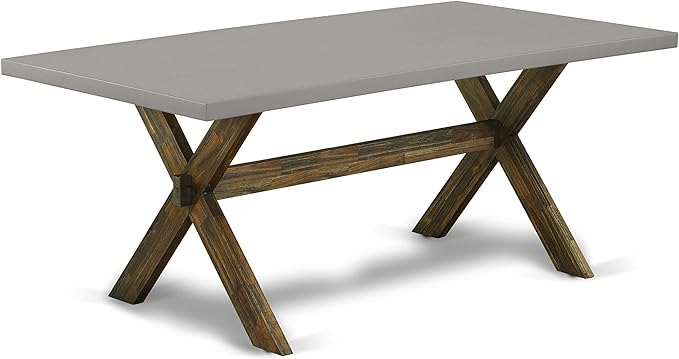 East West Furniture X797MZN32-6 6 Piece Dining Set Contains a Rectangle Dining Room Table with X-Legs and 4 Light Beige Linen Fabric Upholstered Chairs with a Bench, 40x72 Inch, Multi-Color