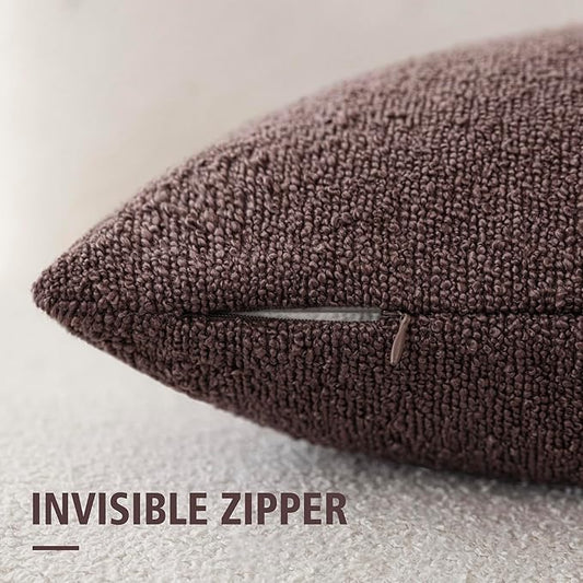 Foindtower Pack of 2 Textured Boucle Throw Pillow Covers Accent Solid Decorative Pillow Cases Cozy Woven Couch Cushion Case for Chair Sofa Bedroom Living Room Home Decor 20x20 Inch Dark Purple