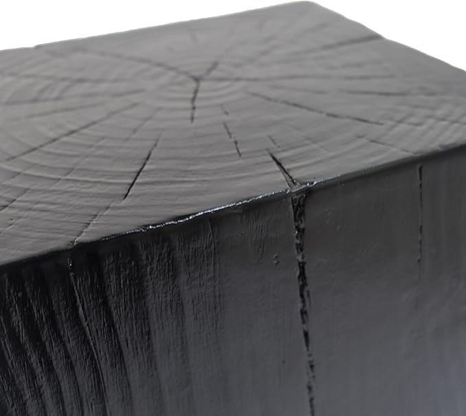 Christopher Knight Home Bard 33.75" Square Living Room Side Table, Wood-Like Distressed Finish End Table, Decorative Accent Table for Indoor Outdoor Usage, Space Saving Furniture, Black