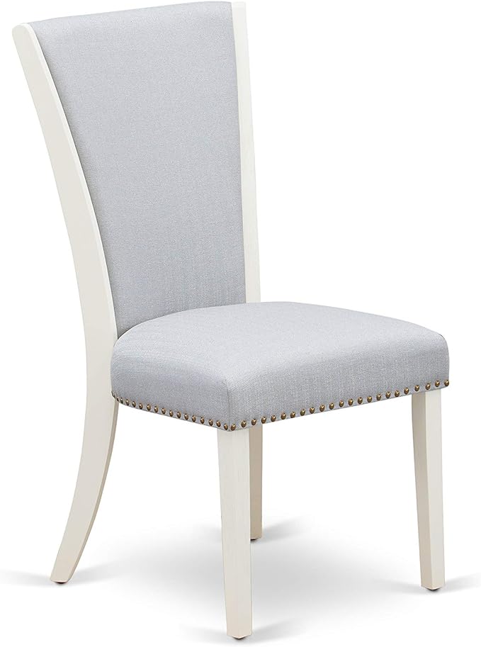 East West Furniture X077VE005-7 7 Piece Dining Table Set Consist of a Rectangle Dining Room Table with X-Legs and 6 Grey Linen Fabric Parsons Chairs, 40x72 Inch, Multi-Color