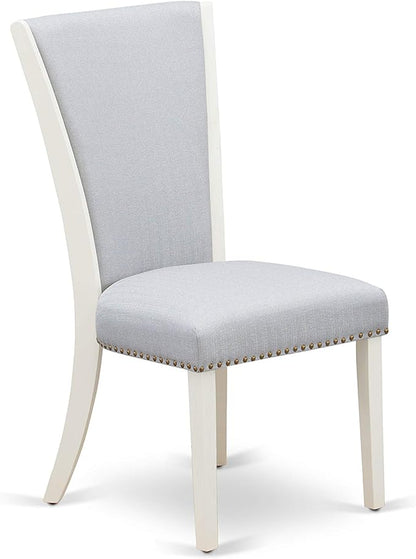 East West Furniture X077VE005-9 9 Piece Modern Dining Table Set Includes a Rectangle Wooden Table with X-Legs and 8 Grey Linen Fabric Parsons Dining Chairs, 40x72 Inch, Multi-Color