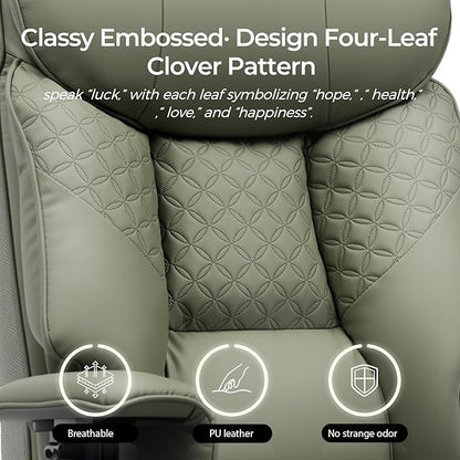 GTRACING Big and Tall Office Chair 400LBS Wide Ergonomic Gaming Chair with Deluxe Embossing Designed Leather with Foot Rest,150°Reclining Adjustable Soft Armrests Pocket Spring Back Support and Pillow